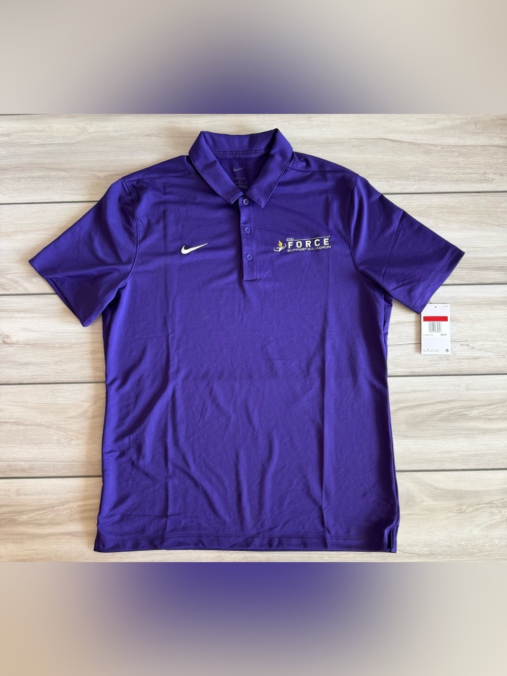 Nike Force Support Squadron Embroidered Polo Purple Large NWT